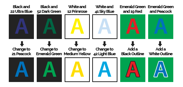 Color contrast examples for Adinaline products